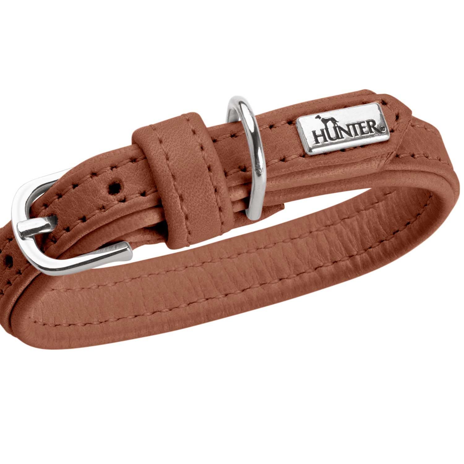 HUNTER hondenhalsband SOHO MINI, Kleur: zwart, rundleer, zacht & soepel, vachtvriendelijk, licht, voor kleine honden & pups, Made in Germany, Maat: 24
