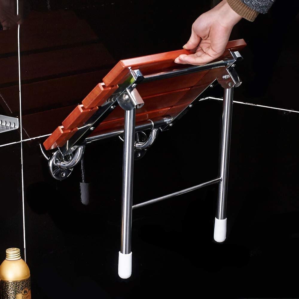 Home Essentials, Asiento de Ducha Montado en la Pared Taburete de Madera para Baño Plegable con Patas Abatibles para Discapacitados Discapacitados Max 150 Kg