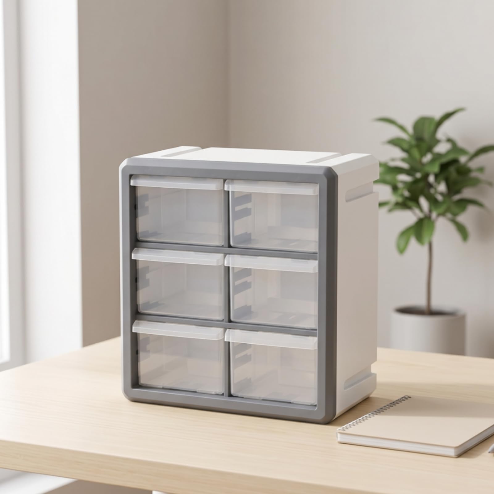 Cassettiera di Plastica Multiscomparto Armadietto con Cassetti Salvaspazio Contenitore Domestico, Blu, Organizzatore Da Scrivania Con Cassetti, 48 Scomparti