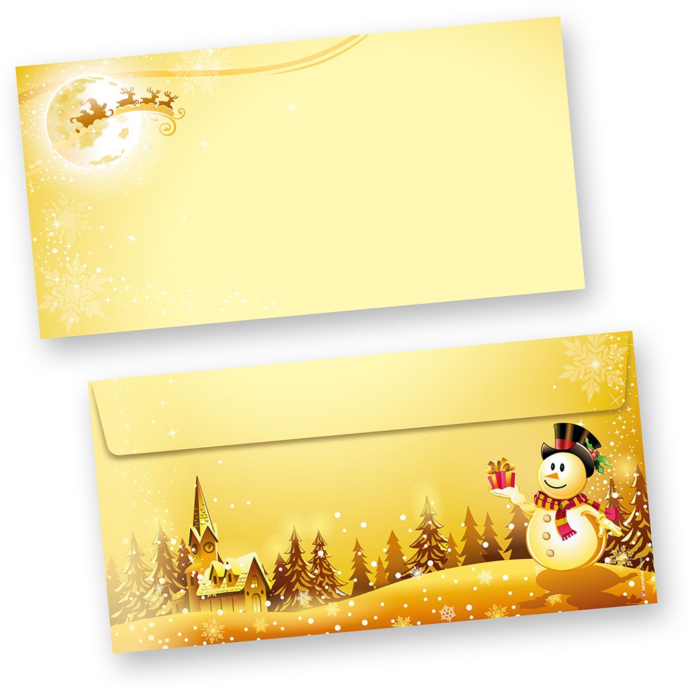 Briefpapier Set Weihnachtspost (500 Sets ohne Fenster) Weihnachtsbriefpapier mit Umschlag - beidseitig - Rückseite mit Weihnachtslieder