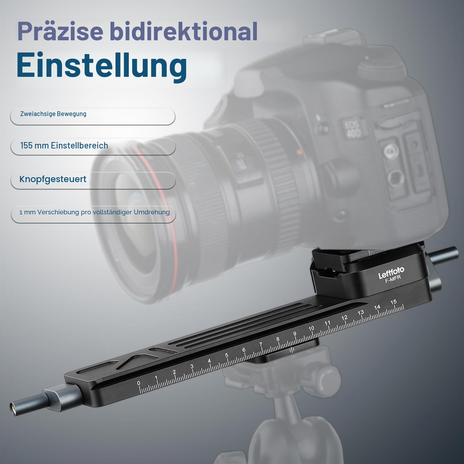 Leftfoto Präziser, stabiler Makro-Fokussierungsschienenschieber, bidirektionale Anpassung für Nahaufnahmen, Makrofotografie mit Arca-Swiss Schwalbenschwanz-Schnellwechselplatte