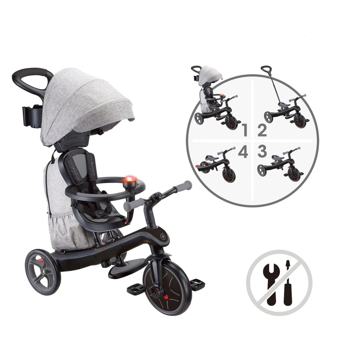 Globber Explorer 4 en 1 Deluxe Play Tricycle évolutif Noir Gris