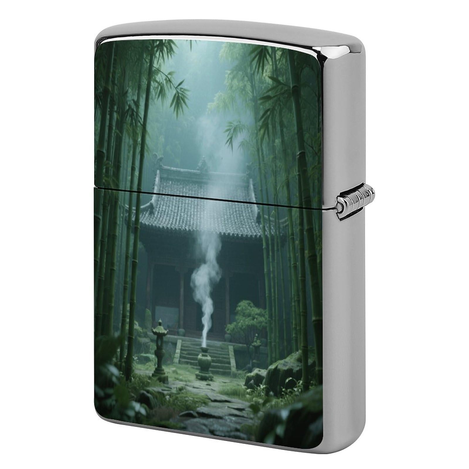 Fekiloot Style Mysterious Temple In Bamboo Forest Lighter Case Cover Metal Lighter Case