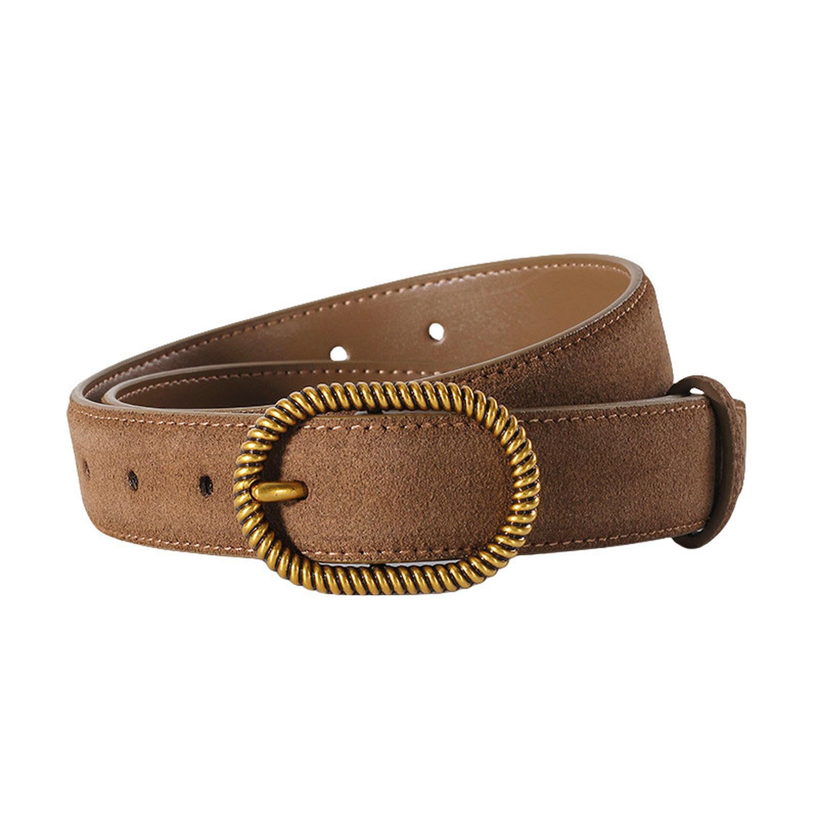GüRtel damski pasek skórzany w stylu vintage dla kobiet – casualowe dżinsy i spodnie, modny pasek z dekoracyjną klamrą igłową, wygodny i wszechstronny, brązowy, 100 cm x 3 cm