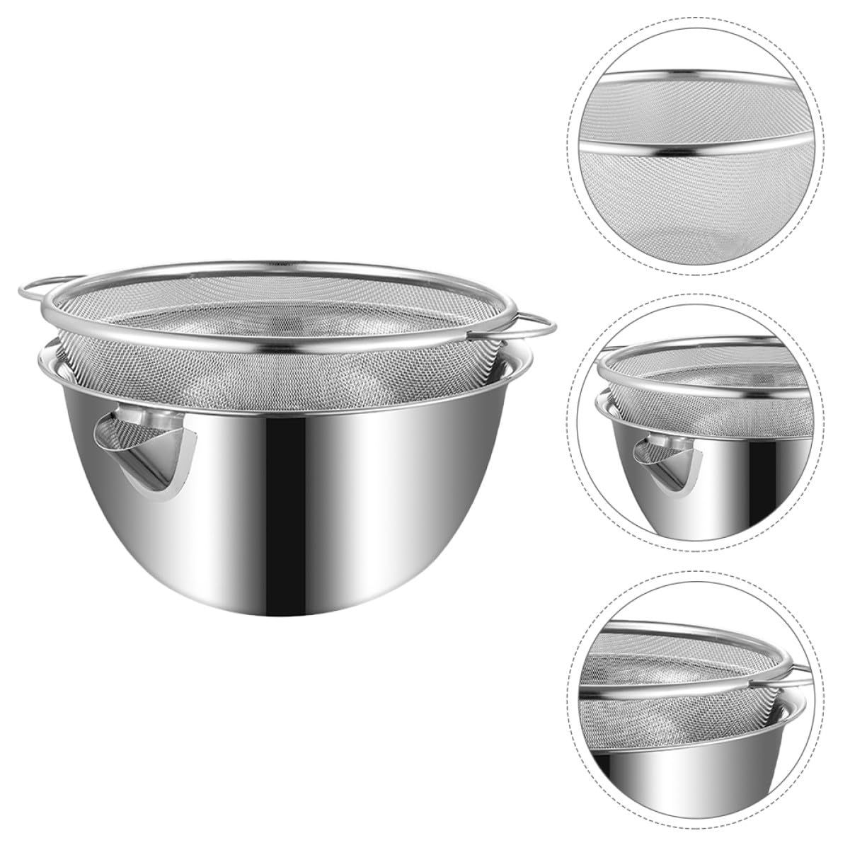 Colador de Arroz de Acero Inoxidable, 1 Juego, Plata | Lavado de Verduras y Limpieza de Fruta, Función de Drenaje Integrada, Diseño Multipropósito y Ahorro de Espacio