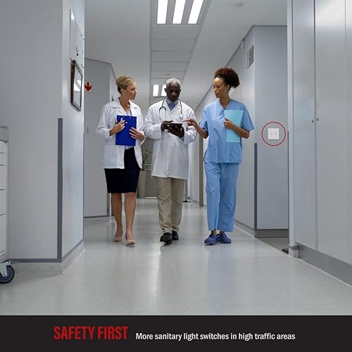 Miniatura 6 de ENERLITES Cubierta para interruptor de palanca, placa de pared sin tornillos, tamaño estándar de 2 bandas, 4.68 x 4.73 pulgadas, policarbonato