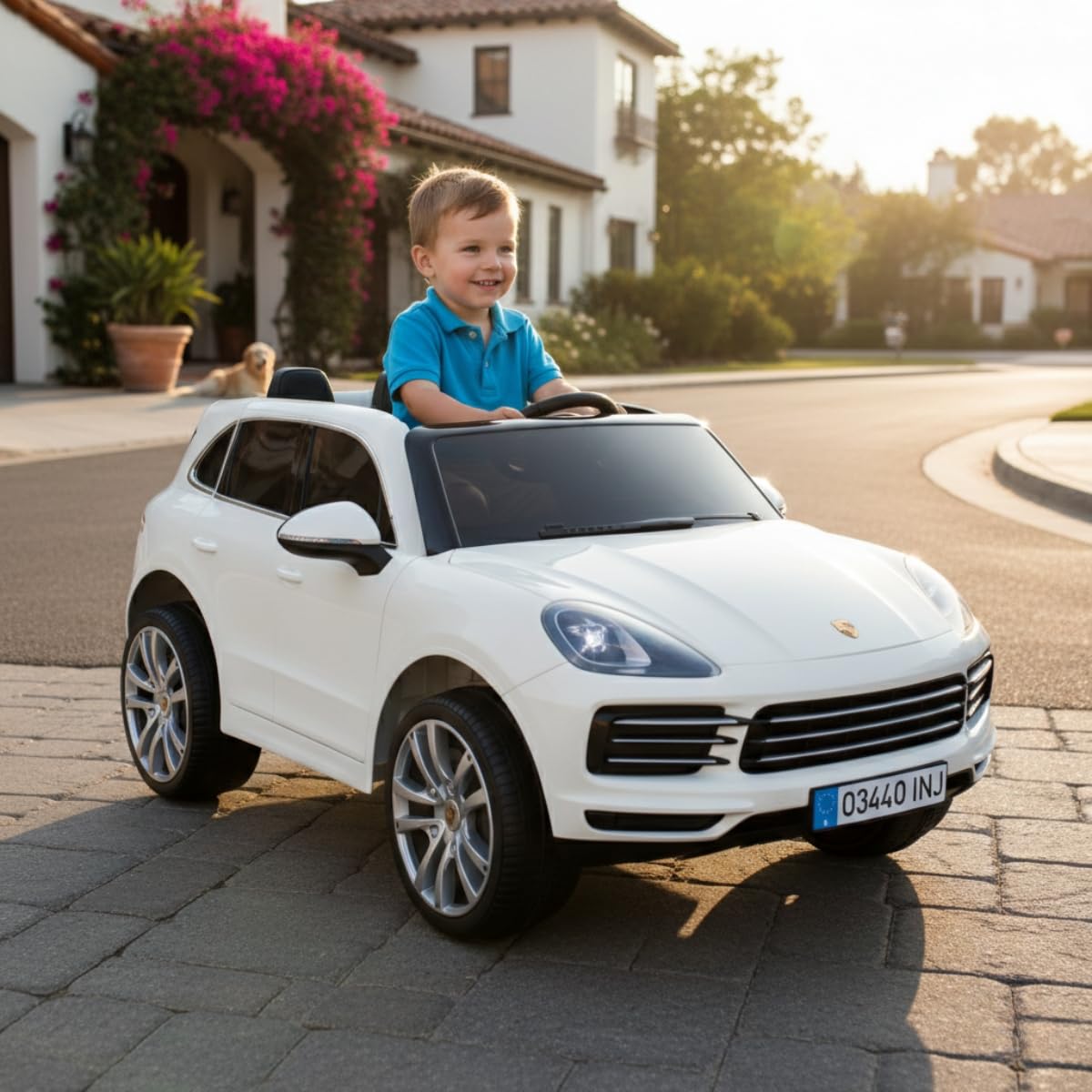 Samochód Elektryczny Dla Dzieci Porsche Cayenne 12V – Auto Na Akumulator z Oficjalną Licencją Porsche, Pilotem Zdalnego Sterowania, Światłami i Dźwiękami – 6 km/h – INJUSA