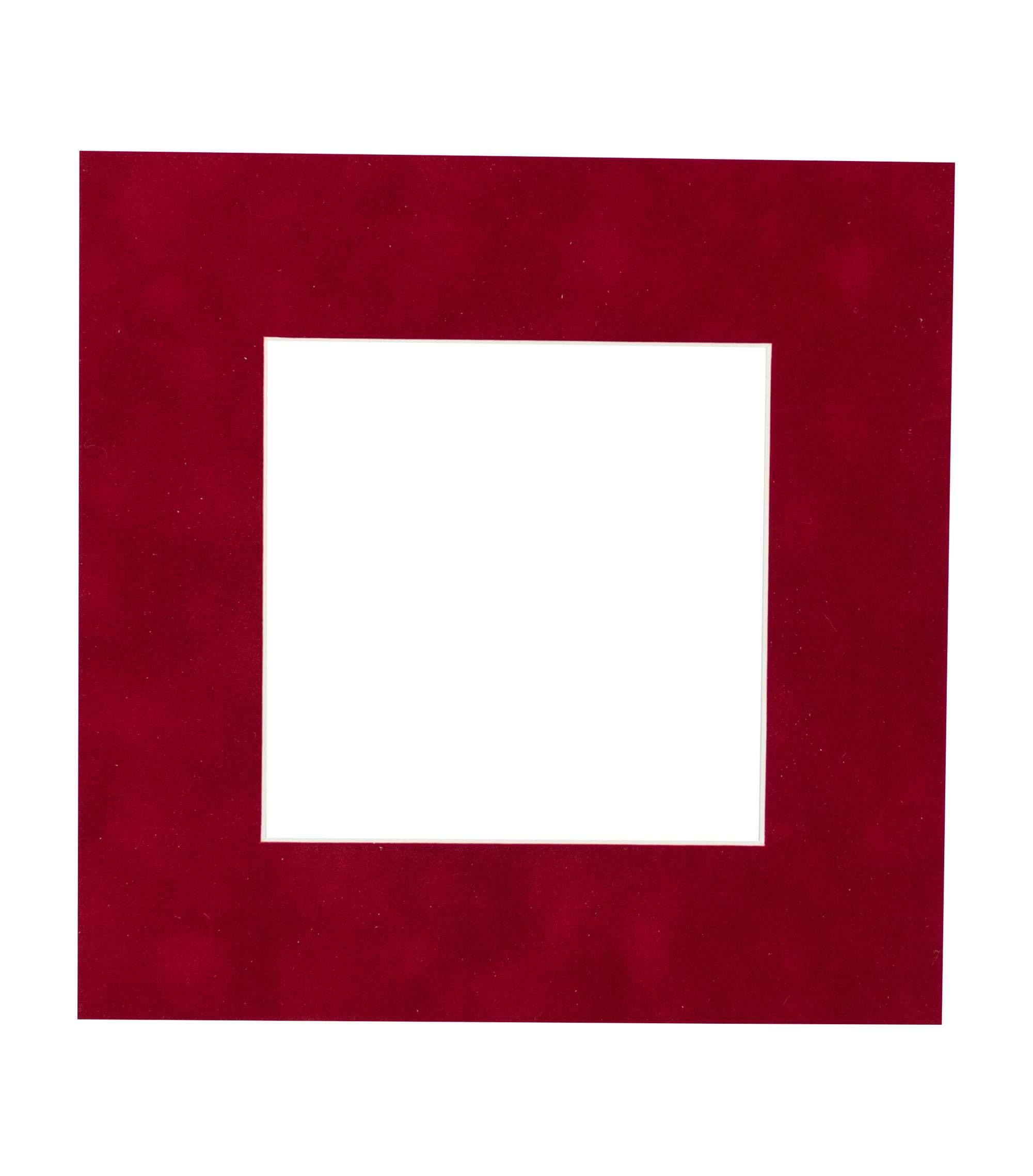CountryArtHouse Bright Red Suede Acid Free 10x10 Square Picture Frame Mat with White Core Bevel Cut for 6x6 Pictures - Fits 10x10 Frame - Pack of 1 Matboard-image-2