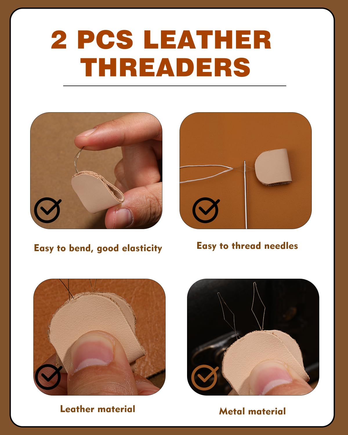 FOUSNOW Juego de 36 agujas de coser resistentes, agujas de coser curvadas para coser a mano, agujas de coser de cuero con cojín de agujas de coser de madera, estuche de agujas para reparación de