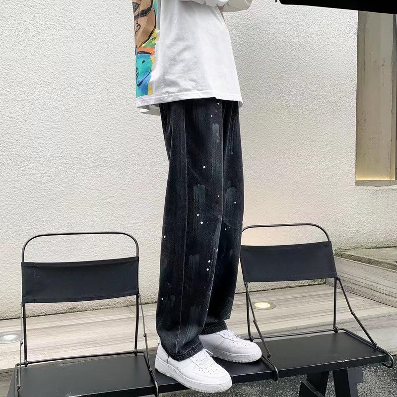 Mens Casual Jeans Y2k Trend Wide Leg Loose Fit Skateboard Printed Denim Pants for Men Hip Hop Streetwear4