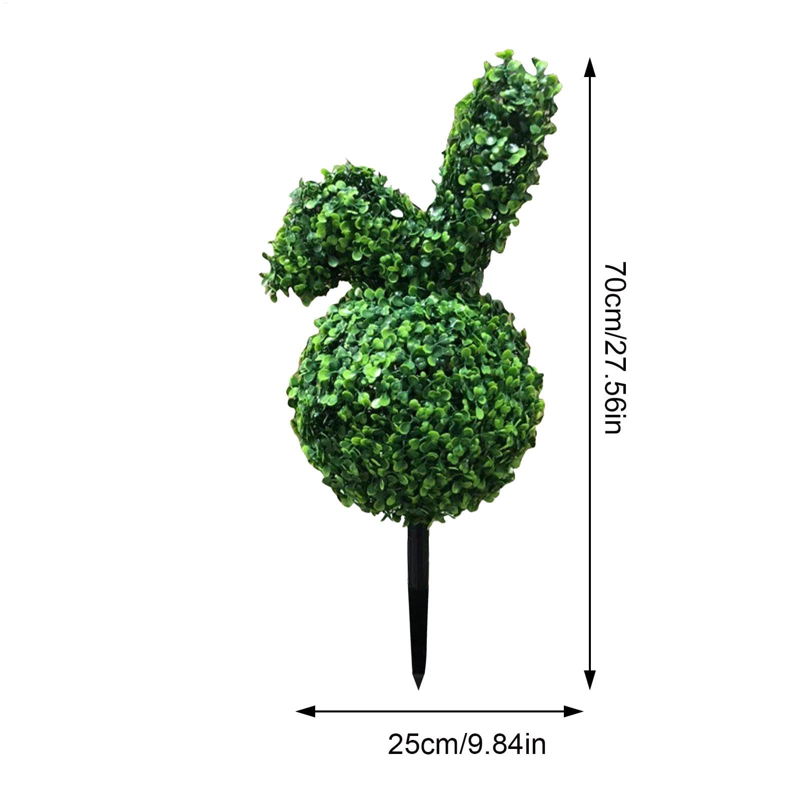 Bunny Topiary - Fausse Verte - Piquet de Sol Inclus - Hauteur : 70 cm - 35 x 23 x 20 cm - Décoration d'intérieur - Lapin Artificiel