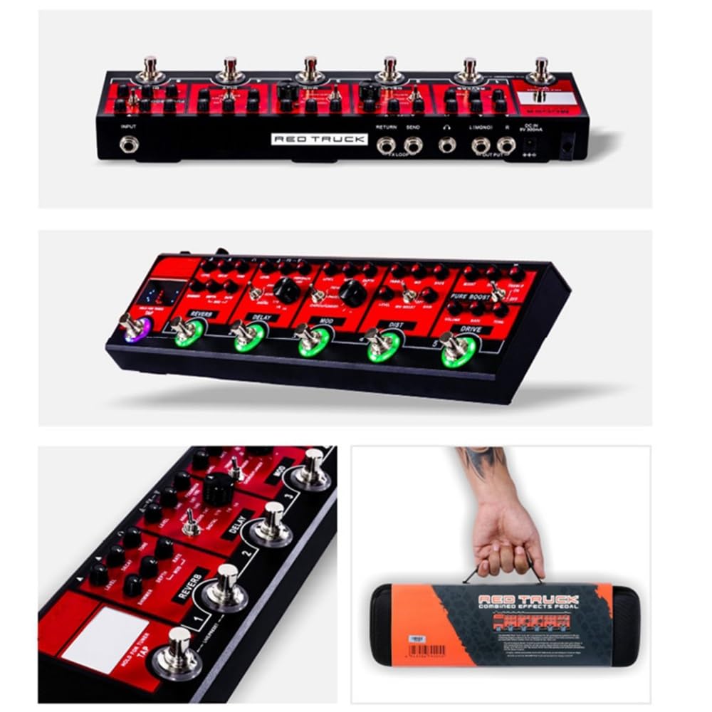 Efecto Modular Monobloque, Camión Rojo, Diseño De 5 Módulos, Compacto Y Portátil for Guitarra/Bajo
