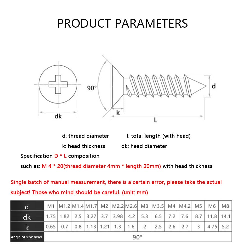 Aoktorkit 50 Pcs Black Self Tapping Screws, M3 x 6mm Multi Purpose Screws, Zinc Plating 304 Stainless Steel - Image 2