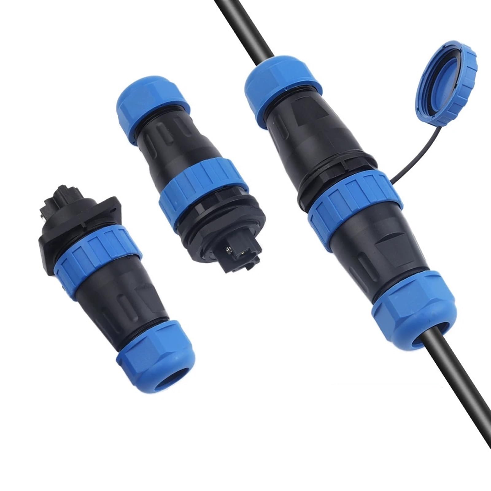 Conector LP28 de 2 pines macho y hembra con acoplamiento de tuerca para cable docking IP68 7