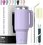 40 oz Tumbler with Handle,Tumbler with Lid and Straw,Double Wall Insulated Cup Stainless Steel Travel Mug(Cold for 34 Hours),Water Bottle for Iced Tea,Coffee,Cold Beverages(Purple)