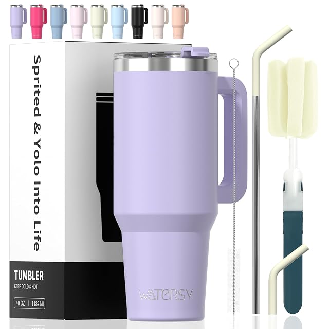40 oz Tumbler with Handle Tumbler with Lid and Straw Double Wall Insulated Cup Stainless Steel Travel Mug