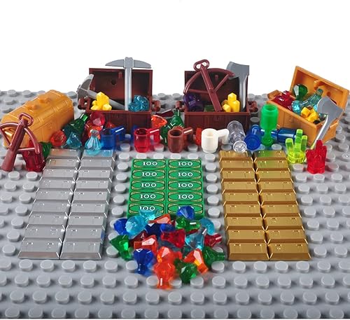 Miniatura 2 de Juego de accesorios del tesoro, bloques de construcción, lingotes de dinero, barra de oro, joyería de ladrillos de construcción, juego de