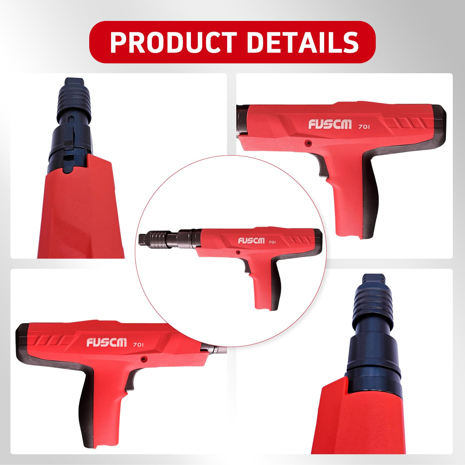 Herramienta de fijación accionada por polvo, calibre .27 semiautomática FV-701 | Herramienta accionada por polvo de baja velocidad, .27 cal con indicador de alimentación integrado y silenciador