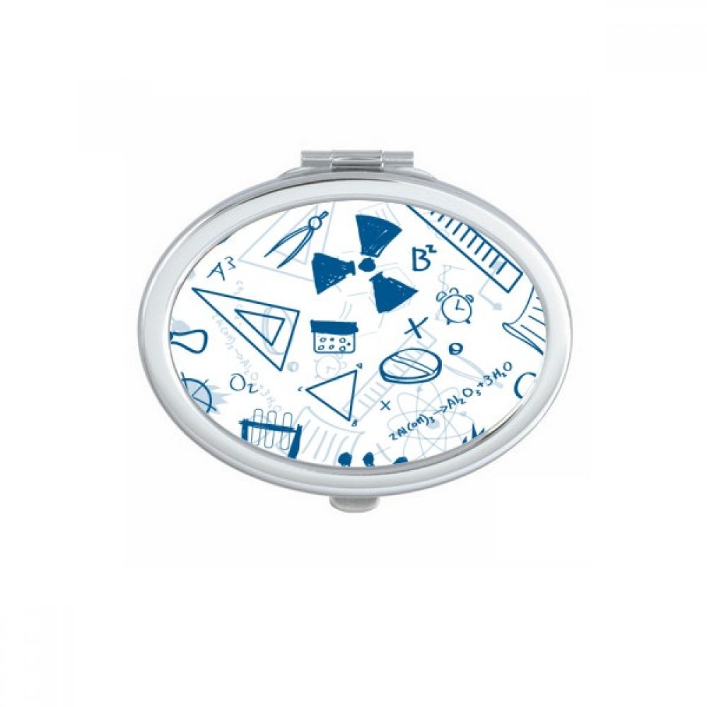 Miroir de poche chimie physique bleu style simple portable pour maquillage