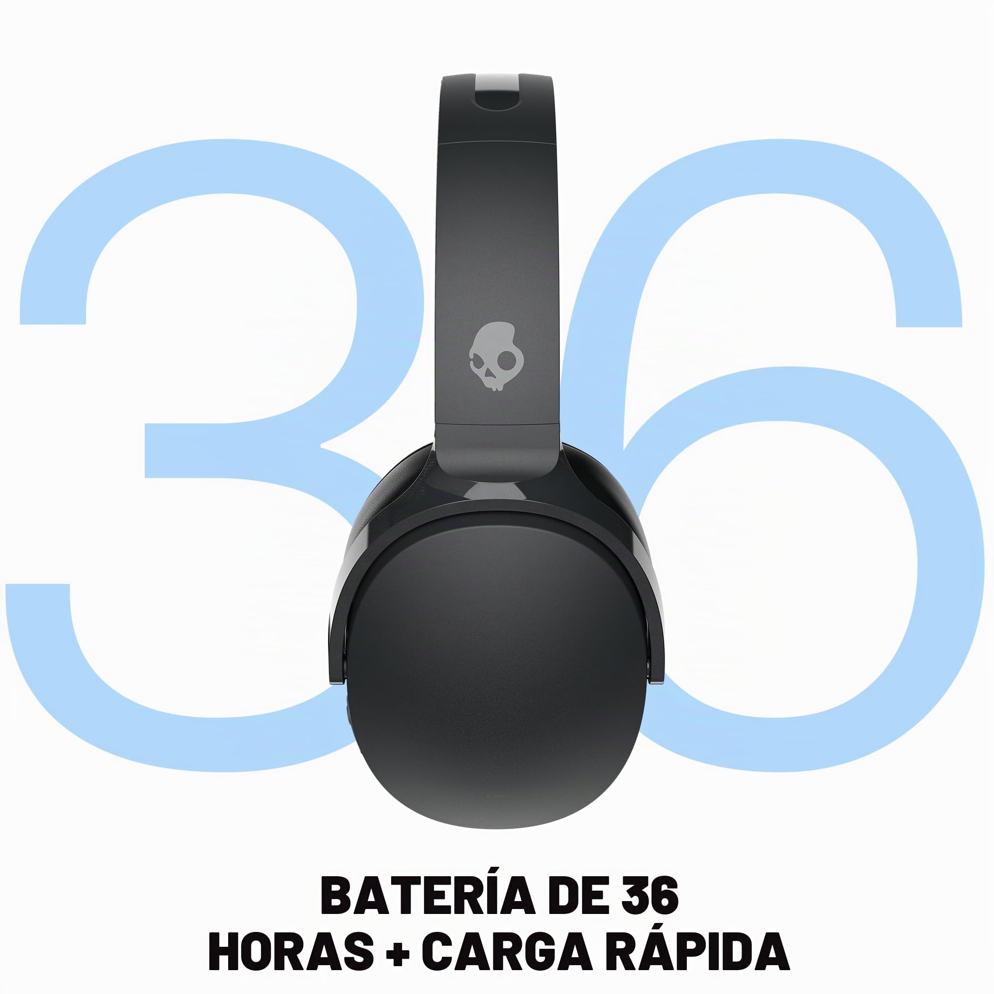Skullcandy Hesh EVO Cascos Inalámbricos Bluetooth Over-Ear, Aislamiento Acústico, 36 Horas de Autonomía, Diseño Ligero Plegable - Negro