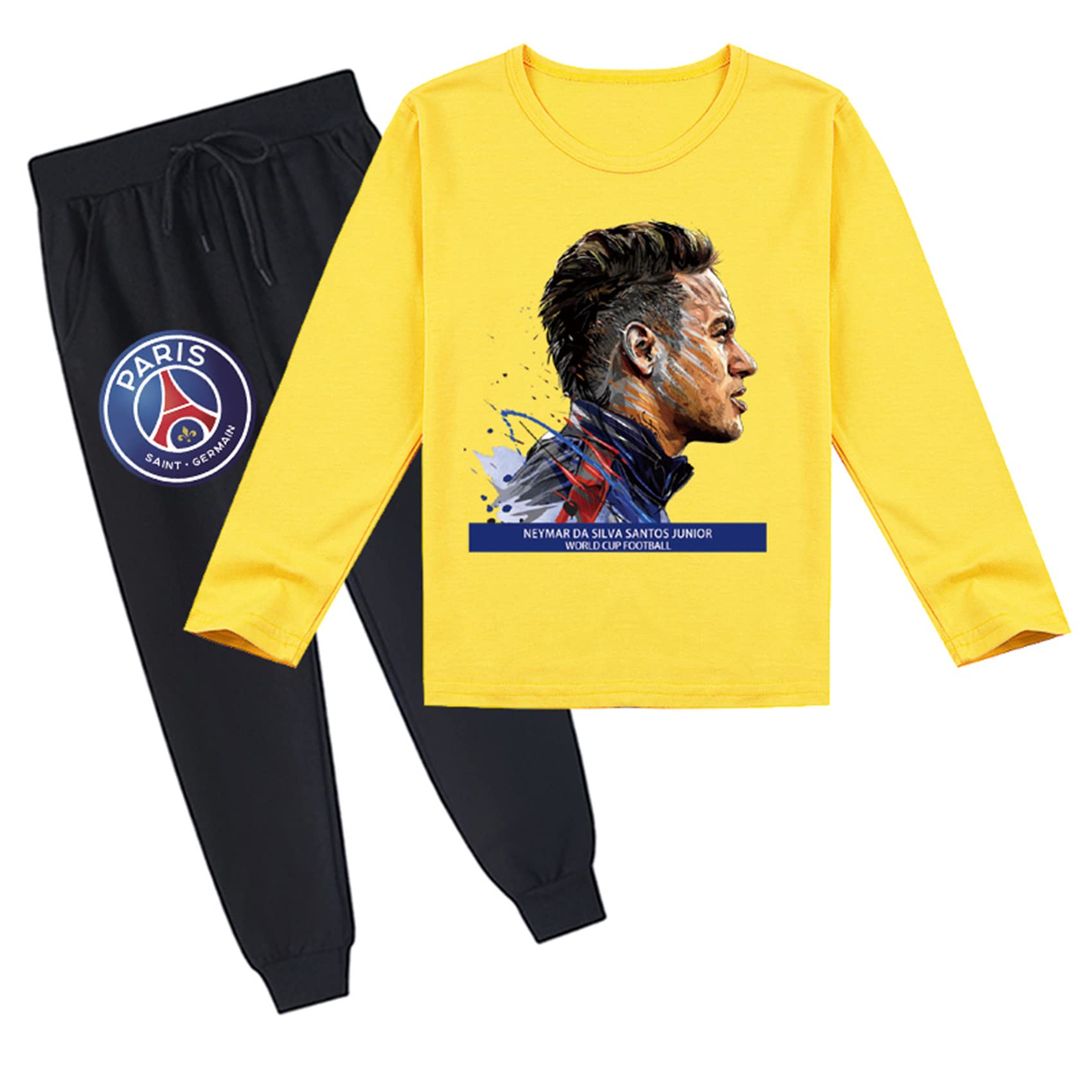 AteeCP Teen PSG Crewneck Pullover Sweatshirt and Jogging Pants-Kid Boy Neymar Graphic 2 Pcs Tracksuit Clothes Set