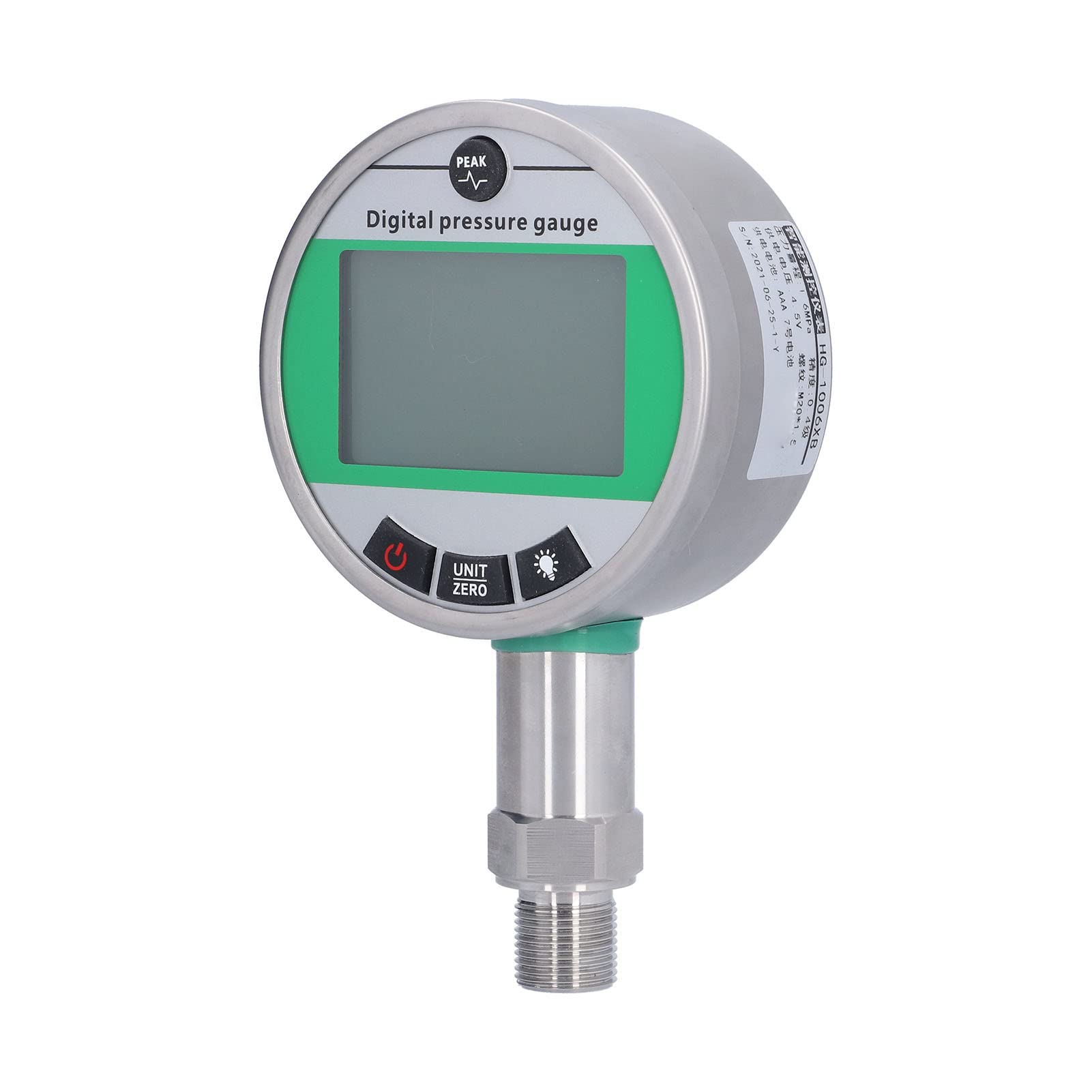 Manómetro Hidráulico Digital Preciso y Duradero para Controlar la Presión en Diversas Aplicaciones, Acero Inoxidable, 100 Mm, 1 Unidad