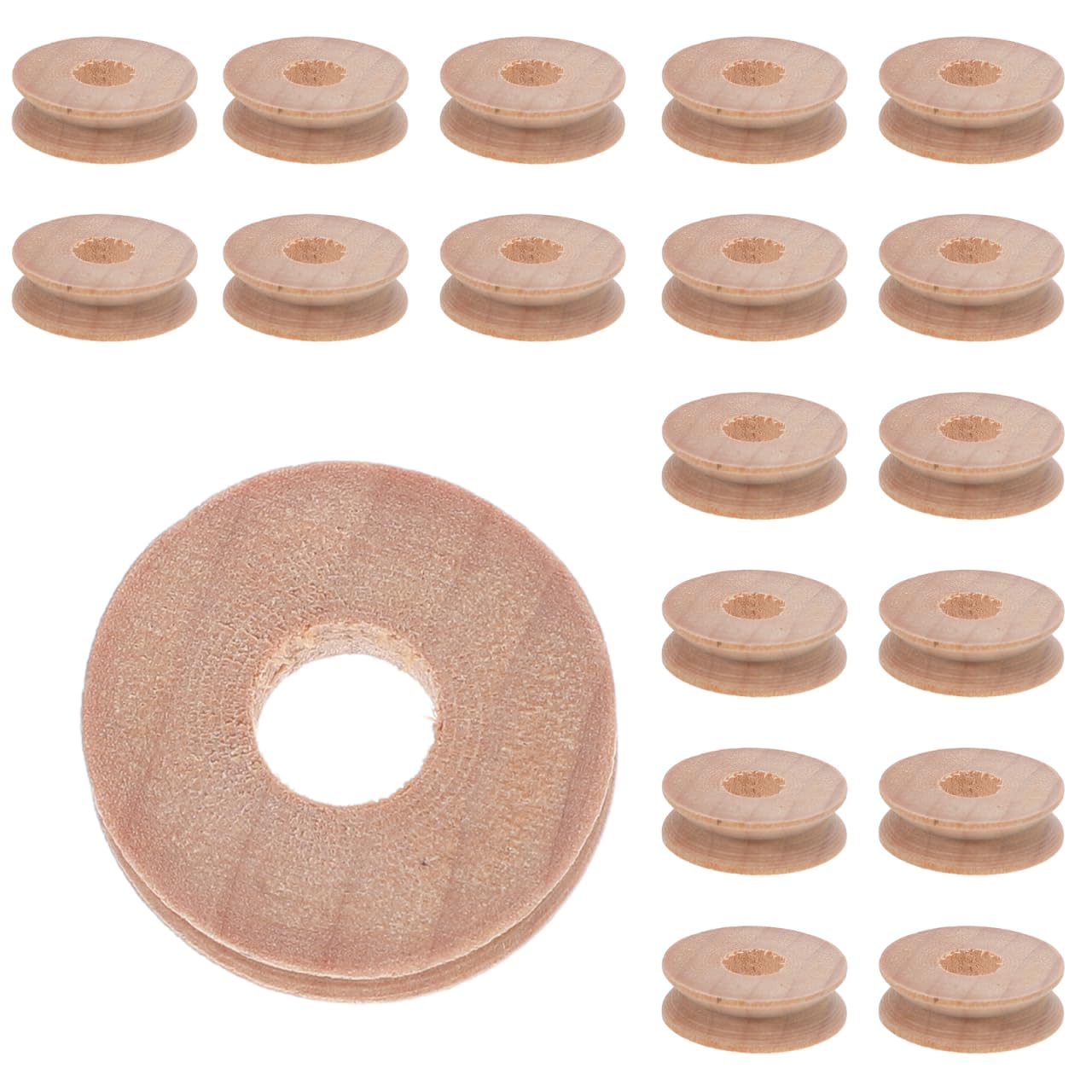 COHEALI 50pcs Unfinished Wooden Car Wheels for DIY Model Cars 0.79in Round Flat Craft Wheels for Toy Cars Mini Trolley Projects and Wooden Toy Accessories
