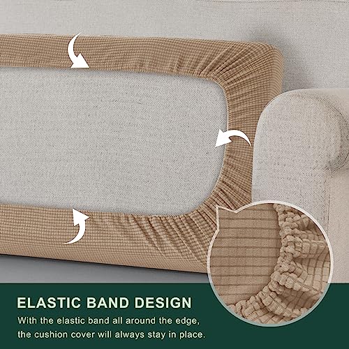 Image of CHUN YI Stretch Loveseat Couch Cushion Cover Suitable for 2 Settee, Sofa Seat Slipcover with Spandex Jacquard Fabric(Medium,Camel)