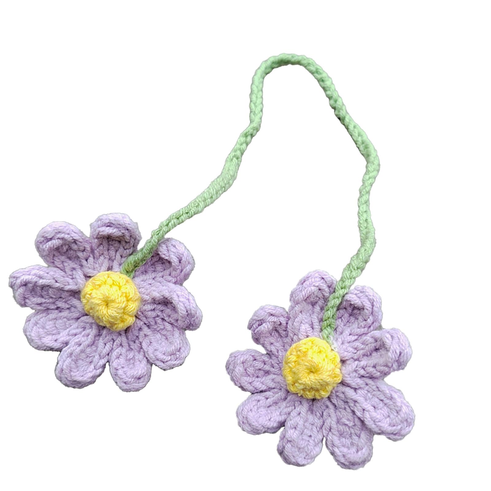 Unique Daisies Design Stylish Crochet Hanging Ornament Charm Suitable for Car Interior Space Decoration Plant Decors for Car