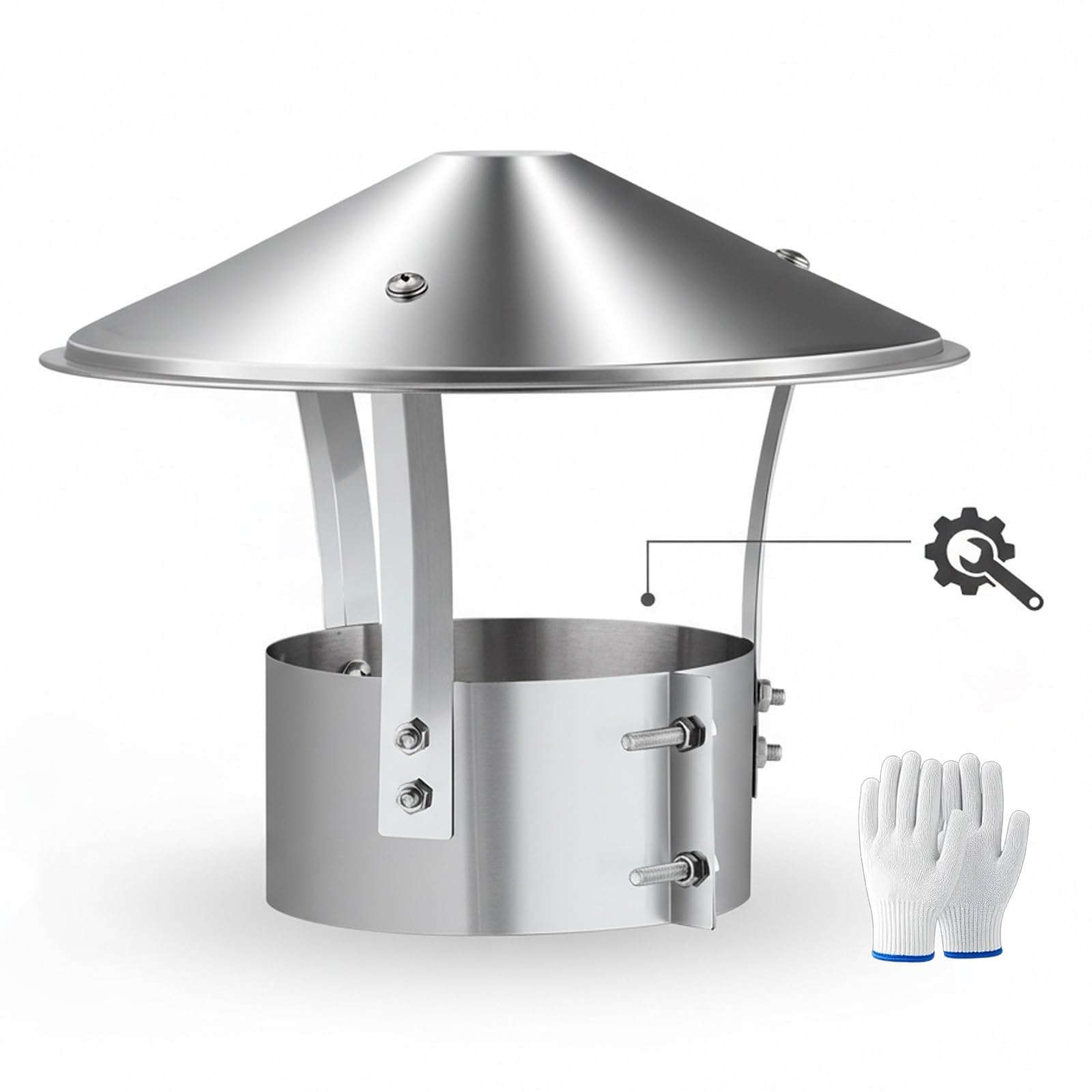 Sombreros para Chimeneas, Tapa de Chimenea, Tapa de Conducto de Humo, Sombrerete Chimenea de Acero Inoxidable, Antilluvia y Nieve, para Estufa O Tubo de Techo 75-315MM(200mm)