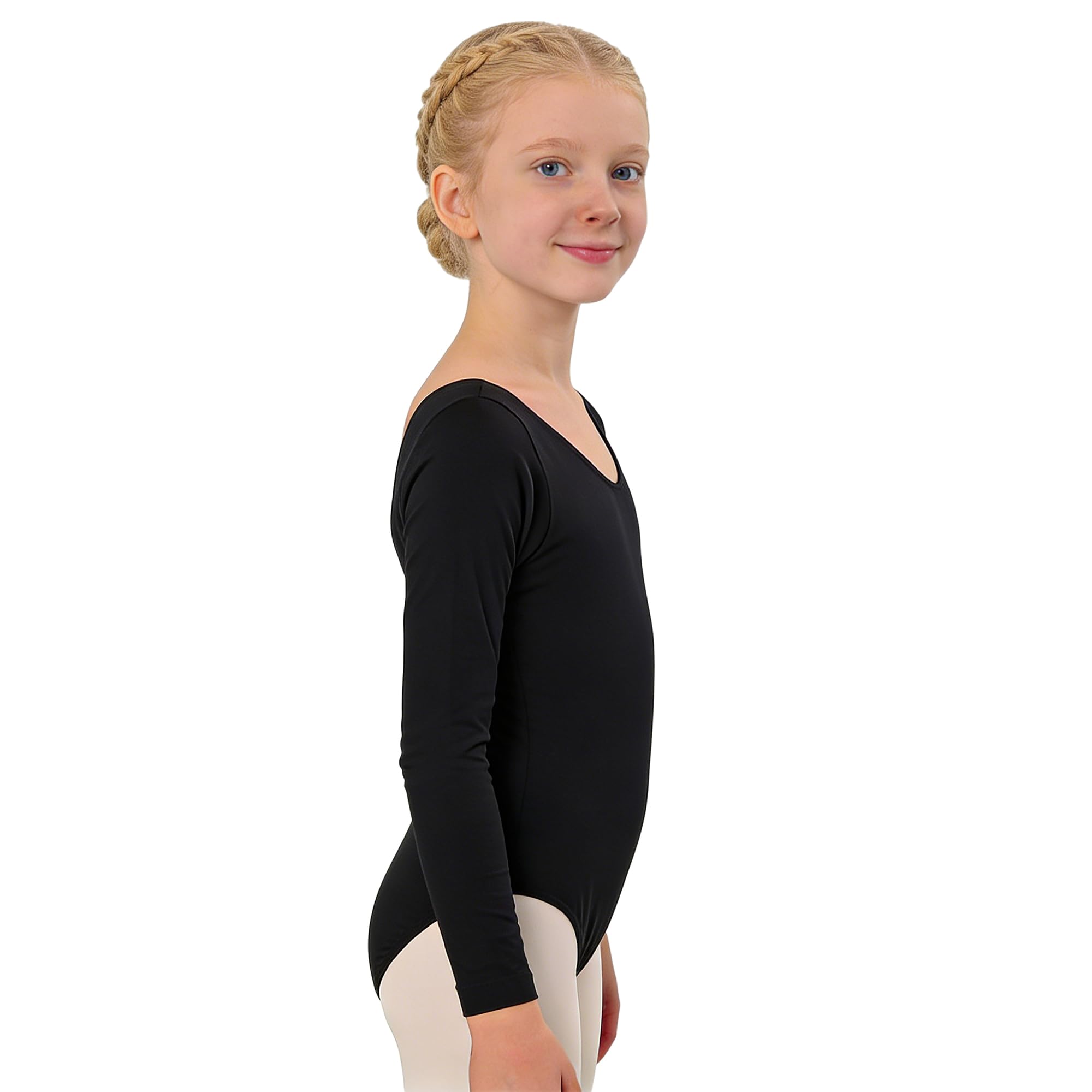 Wildarms Leotardo de Danza para Niña, Body Ballet de Manga Larga con Cuello Redondo, Maillot Gimnasia — view 3