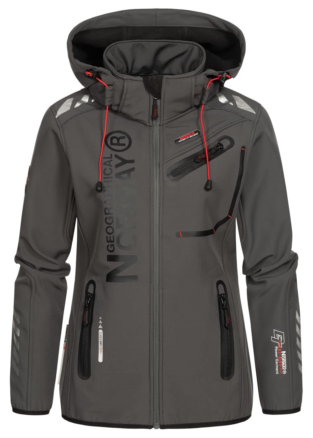 Geographical Norway Reine Lady Distribrands - Veste Softshell Femme Impermeable - Jacket À Capuche Outdoor - Blouson Coupe Vent Resistant Hiver