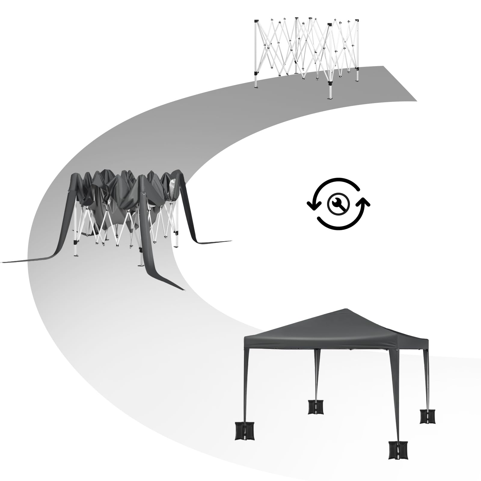 WOLTU Gazebo 3x3m Pop up Tendone Pieghevole con sacchi di sabbia | UPF 50+ UV, impermeabile, altezza regolabile, stabile, con borsa trasporto, Giardino