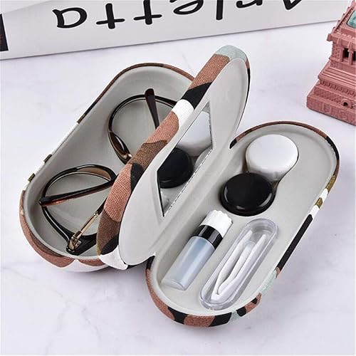 Miniatura 9 de Kanasi Estuche para lentes de contacto con removedor de pinzas de espejo, estuche doble para anteojos 2 en 1, caja de lentes de contacto portátil de