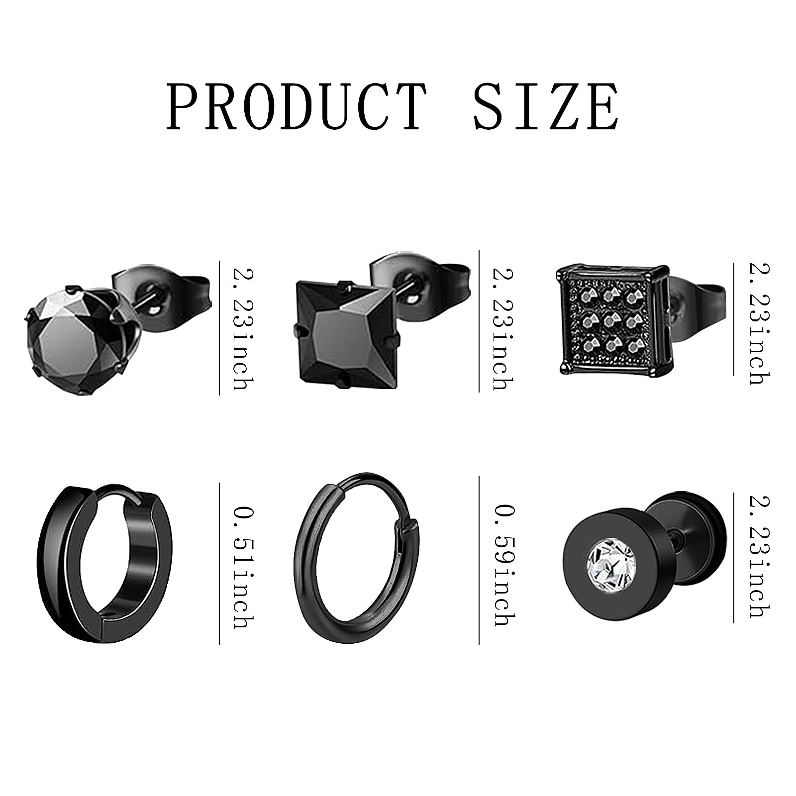 NEWITIN 24 Pairs Stainless Steel Earrings for Men Hypoallergenic Inlaid Cubic Zirconia Studs Hoop Earring Cross Dangle Earrings Unisex Punk Stud Earring for Women Men