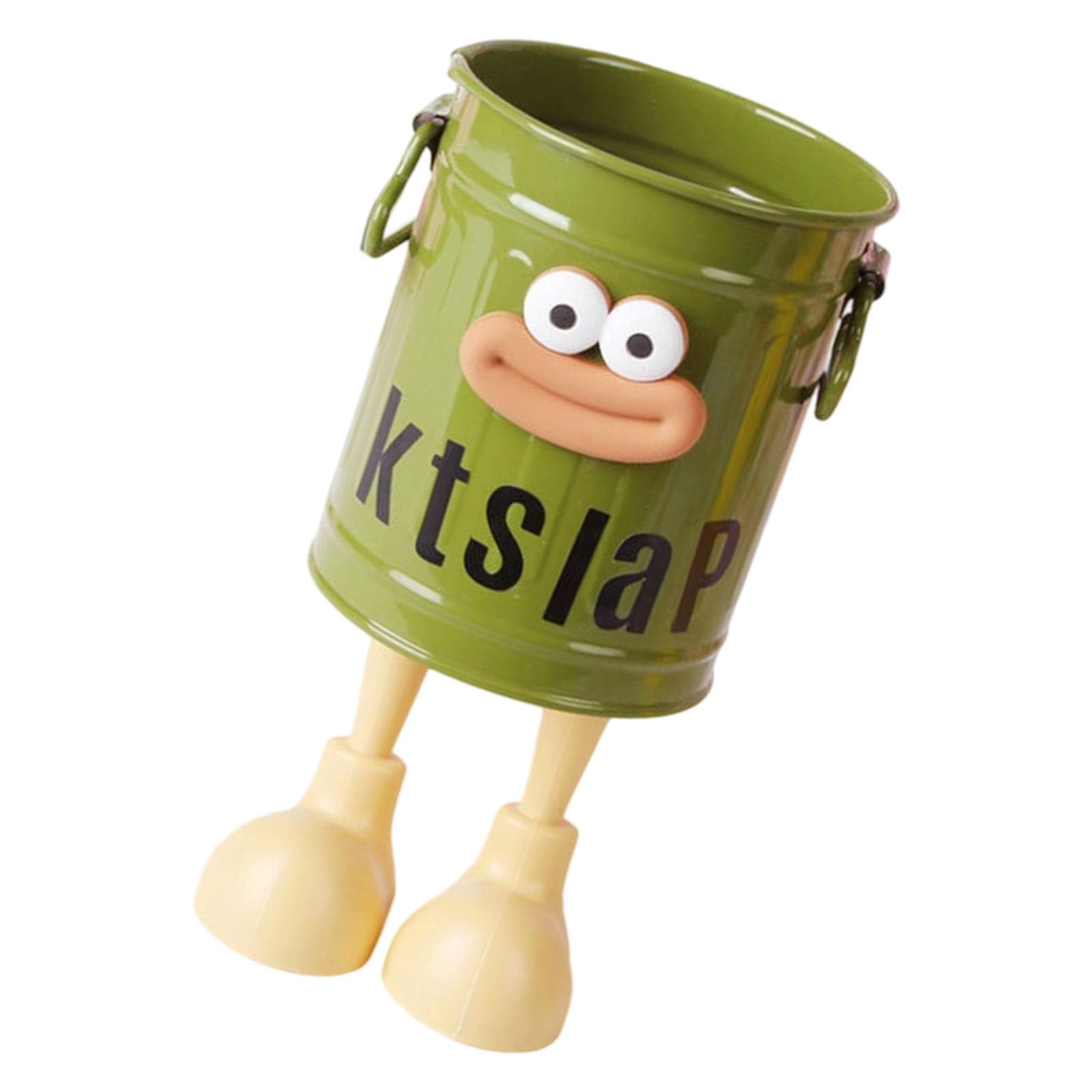 Hsioluted Green Bucket With Fe Cartoon Pencil Organizers Pen Holders Metal Pencil Holders Makeup Container School Supplies For Students Desktop