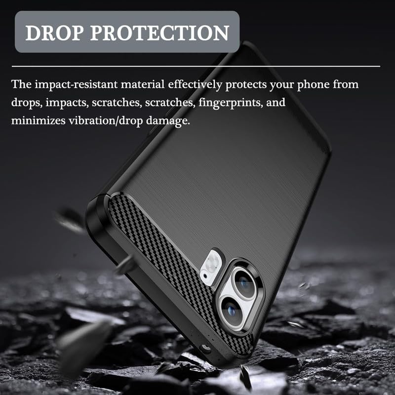 Image of NPRC Hybrid Ultra Slim Protective Case TPU Non-Slip Carbon Fiber Texture Shockproof Case Cover for Nothing Phone 2 - Black