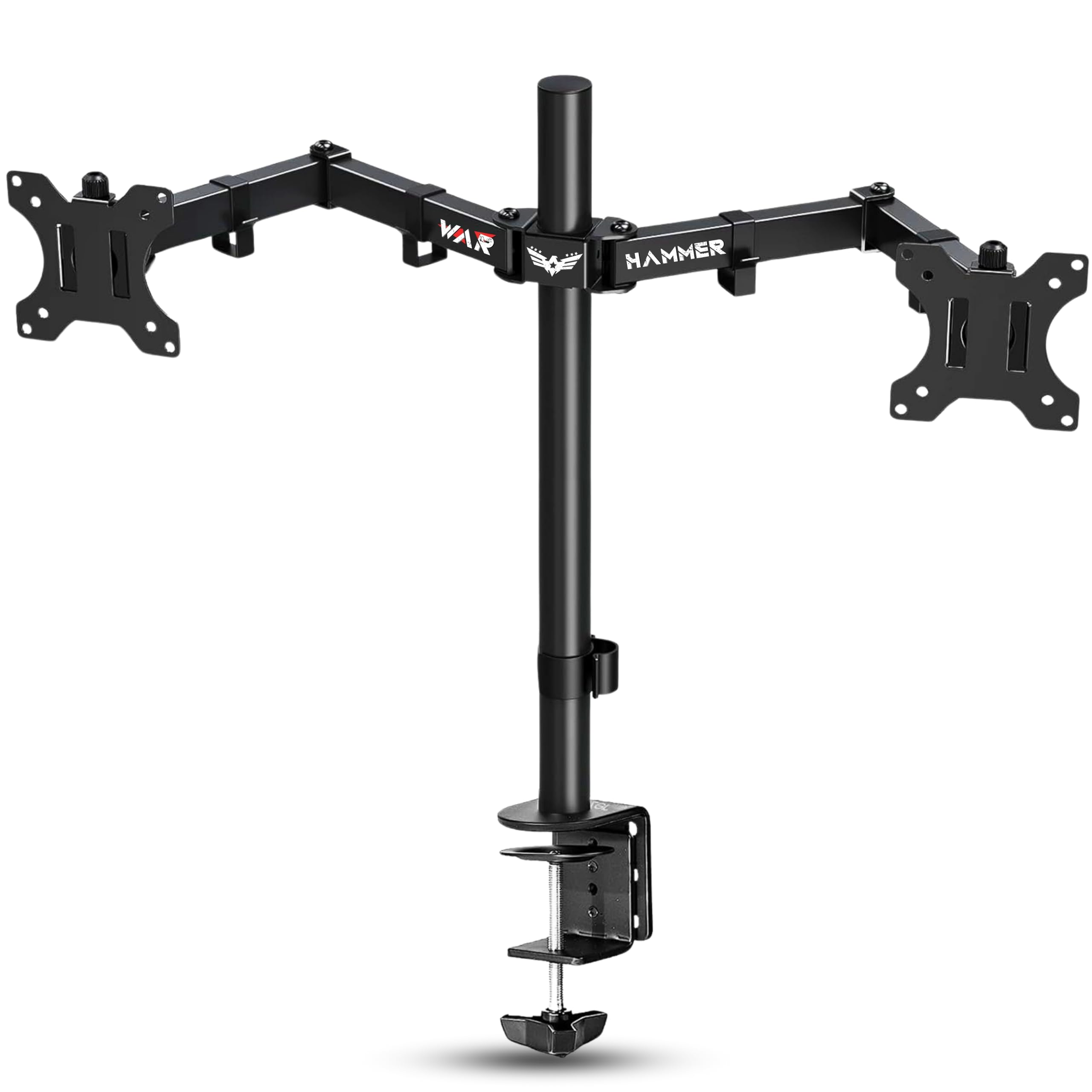 WAR HAMMER Heavy Duty Dual LCD Monitor Desk Mount Stand with C-Clamp for 13 to 27-Inch Screen| Height Adjustable Arm Mount, Swivel & Tilt Support, Articulating Stand (Dual Monitor ARM) (B0D8JTJS8S) Amazon Price History, Amazon Price Tracker