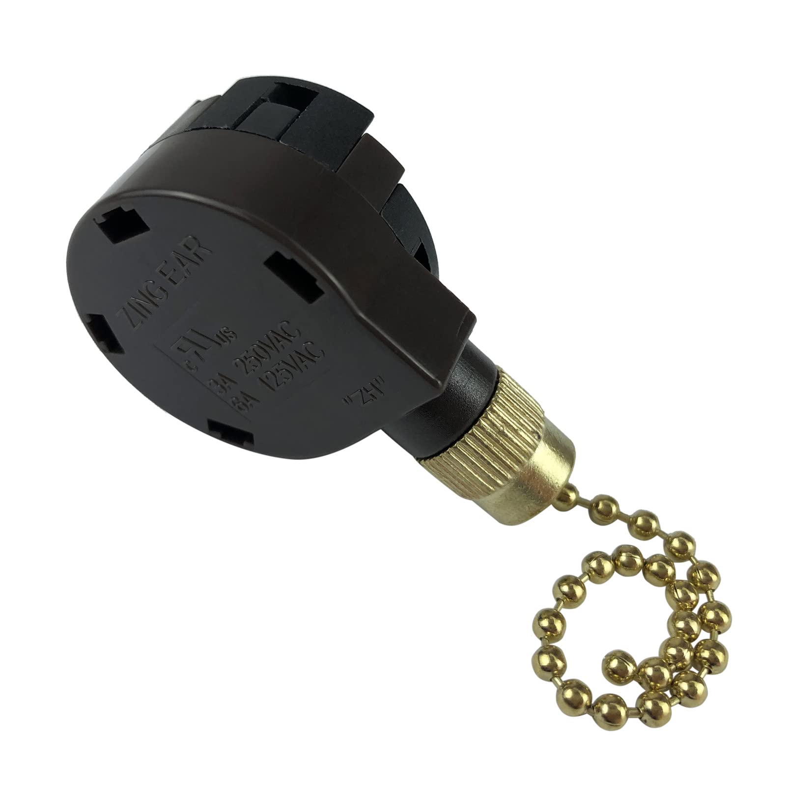 Zing Ear ZE-268S5 4-Speed Ceiling Fan Pull Chain Switch – Antique Brass, Universal Replacement For Hunter, Harbor Breeze & Hampton Bay