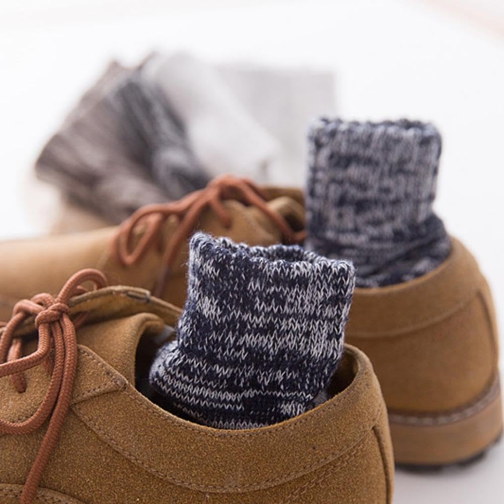 Image of Women Winter Socks 5 Packs Wool Socks Gifts for Mom Warm Vintage Soft Christmas Socks Thick Cold Knit Crew Socks