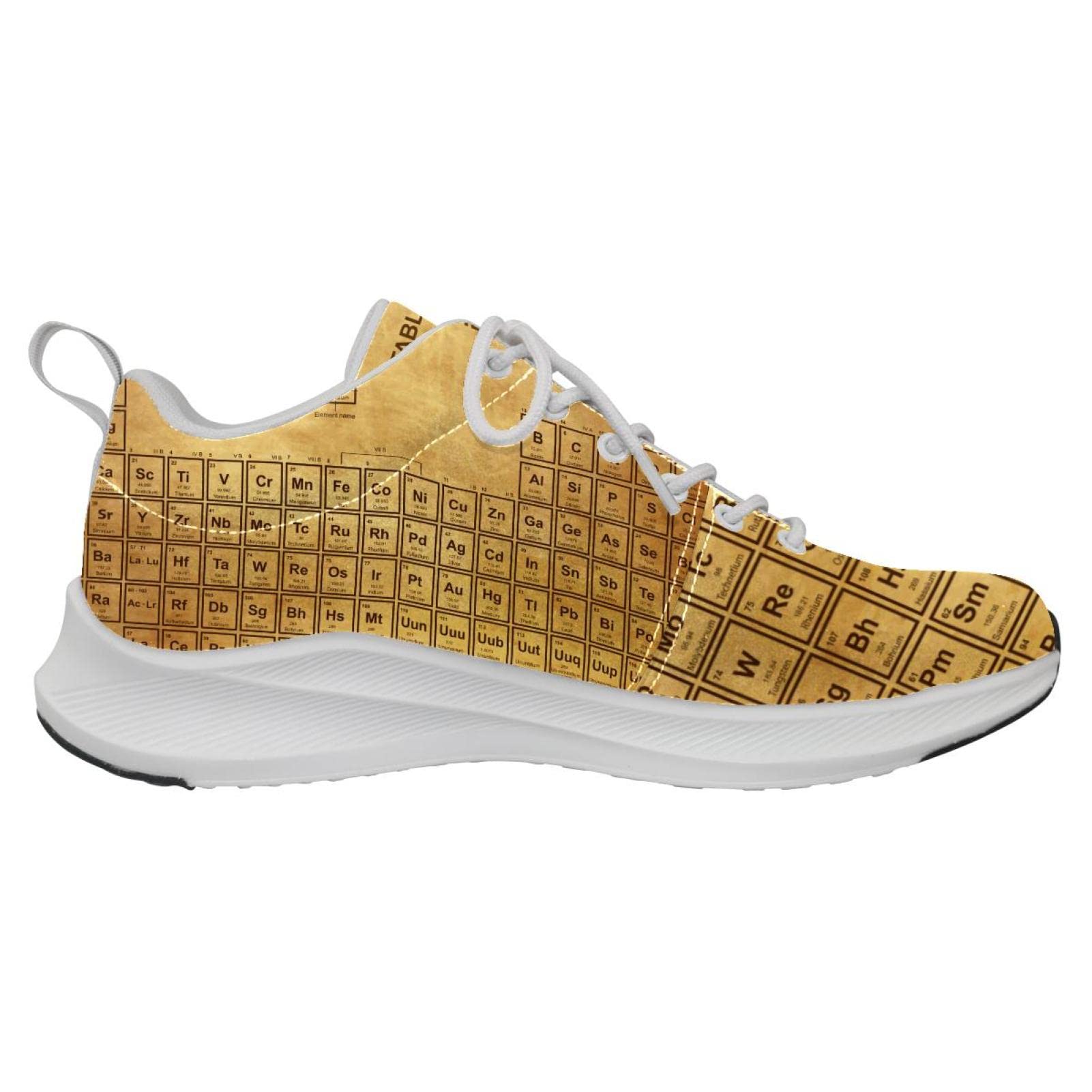 Scarpe da ginnastica uomo personalizzate Scarpe da passeggio leggere Running Sneakers Casual Atletiche Retro Tavola periodica educativa degli elementi, Multicolore, 37 EU