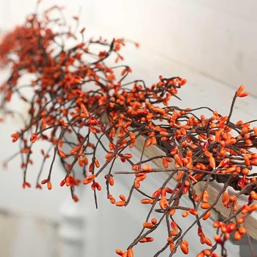 NeoL'artes Artificial Fall Berry Garland, 6 Feet, Orange Berries, Decorative