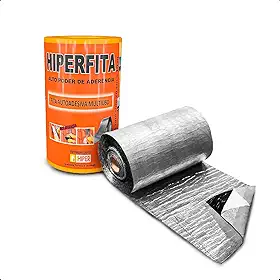Fita Aluminizada Hiperfita 20cm x 10m Manta Asfáltica Autoadesiva Multiuso Impermeabilização Telhados Rufos Dutos Claraboias Reparos Rápidos Alta Resistência