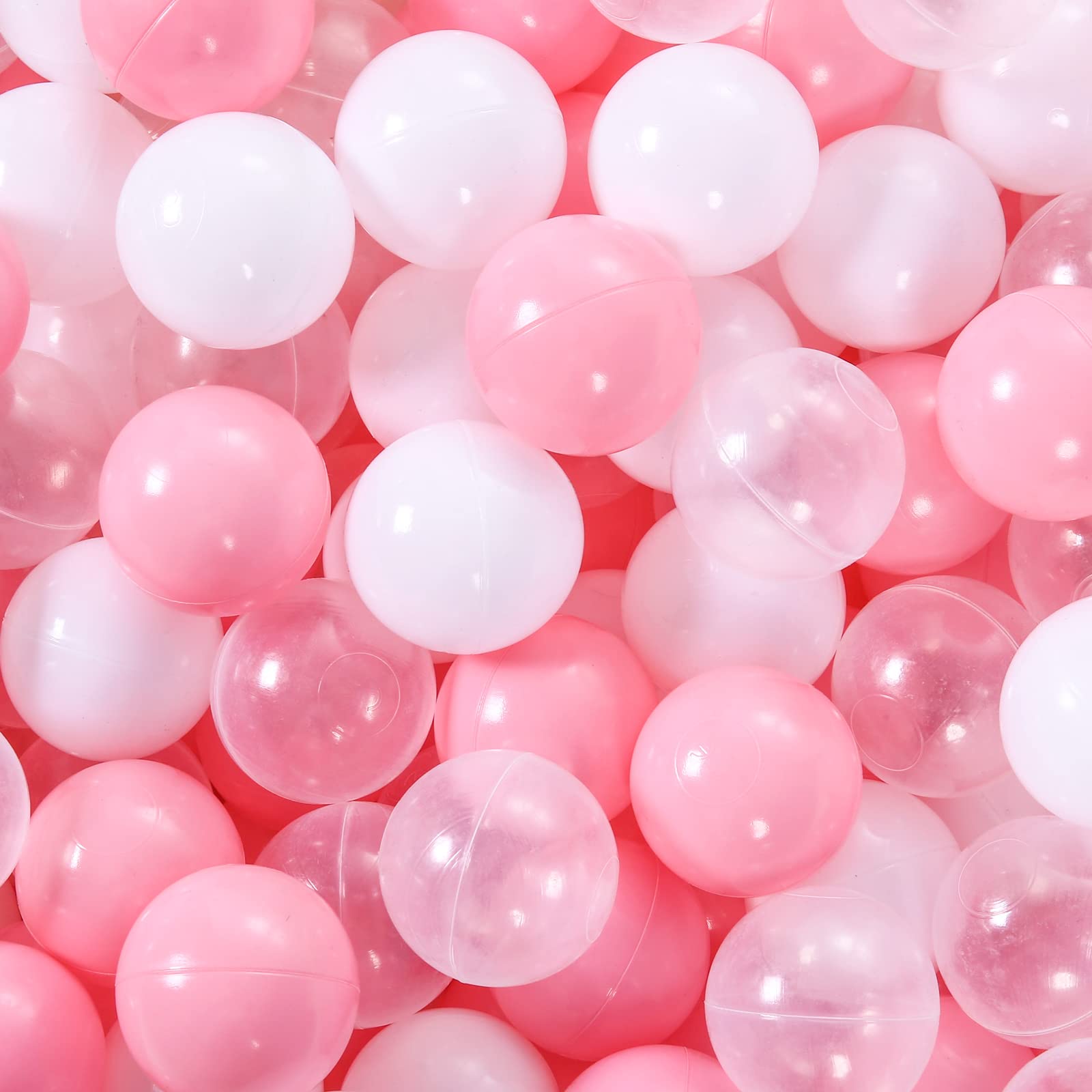 Heopeis Ball Pit Balls Pack of 100 - Pink Plastic Ball for Toddlers Ball Pits Phthalate Free BPA Free Crush Proof Play Ball, Baby Crawl Balls for Ball Pit Pool Playpen Babies Kids Children Birthday