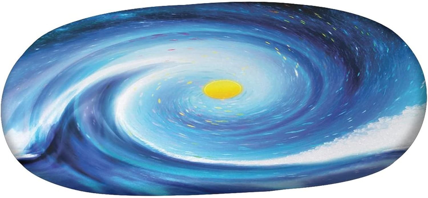 XISUNYA Oval Fitted Patio Tablecloth, Elastic Edged Polyester Table Cover,Artistic Surfer Wavy Like Vivid Point Sun Print Print Fitted Table Pad, for Indoor Outdoor, Fits Oval Tables up to 48" x 78"