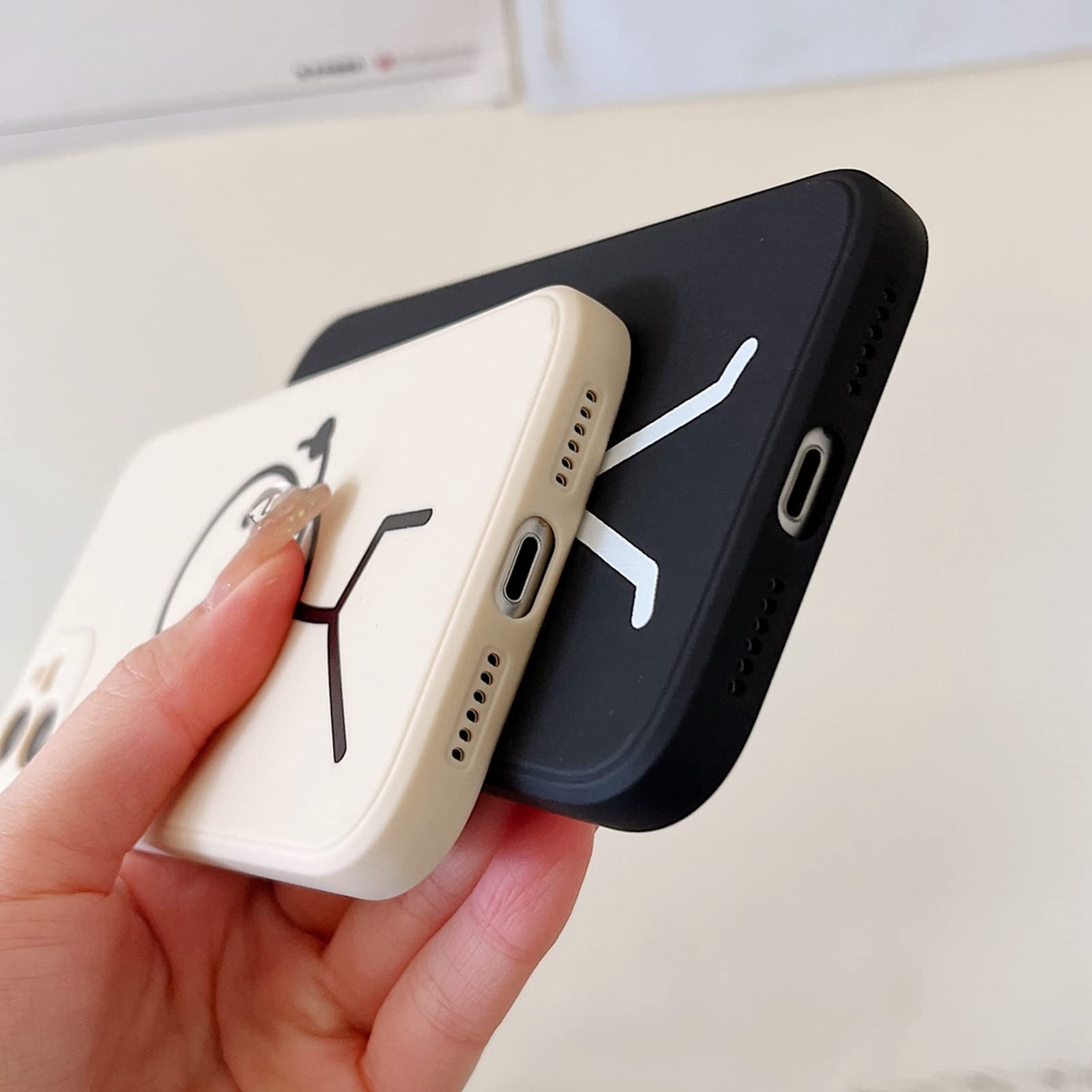 Amazon.co.jp: Qinine おかしい黒、白アートラインケース For iPhone 7