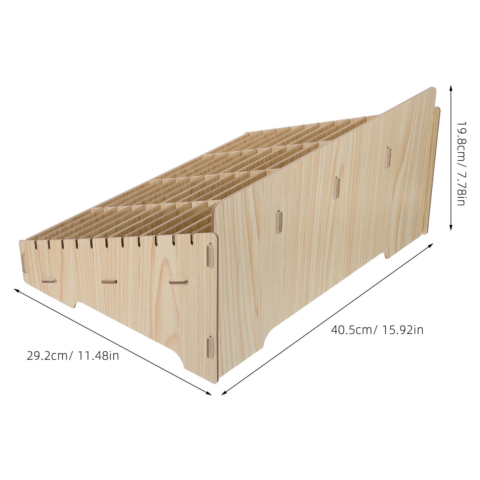 Zerodeko Scatola Organizer per Telefono in Legno Khaki a 48 Griglie | Struttura Inclinata a Scomparti Multipli, per Aula e Ufficio, Design Naturale, Portatile, Ordine Efficiente