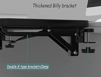 Desktop Extender, 20 x 9 Clip on Foldable Keyboard Tray, Small Table Edge Extender Tray, Floating Table Hanging Computer Desk, Suitable for Desktop Extension of Sitting Upright Office Desk (Black)