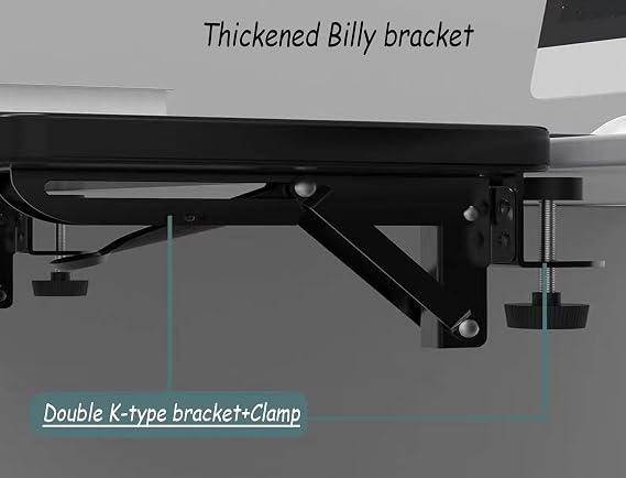 Desktop Extender, 20 x 9 Clip on Foldable Keyboard Tray, Small Table Edge Extender Tray, Floating Table Hanging Computer Desk, Suitable for Desktop Extension of Sitting Upright Office Desk (Black)