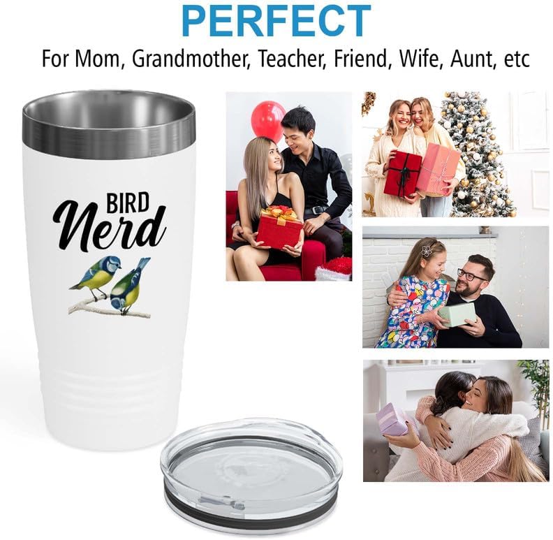 Bird Watcher Tumbler 20oz White -Bird Nerd - Feeder Birders Animal Lover Ornitologist Owl Owner Hunter Hummingbird Breeder